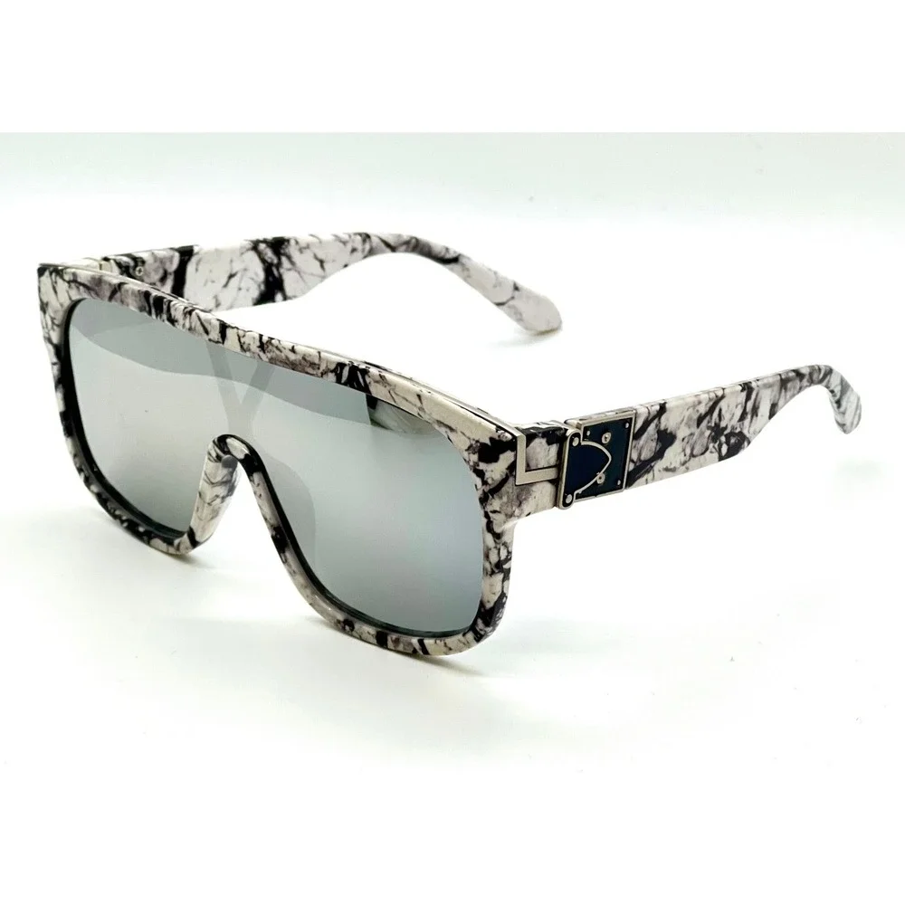 Sunglasses Men's Silver Mirrored‎ Lens Fashion Marble Frame Beach Trendy Style